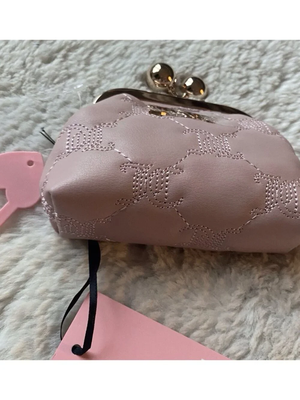 Juicy Couture‎ Flawless Kisslock Coin Purse W/Chain Strap Dusty Blush NEW